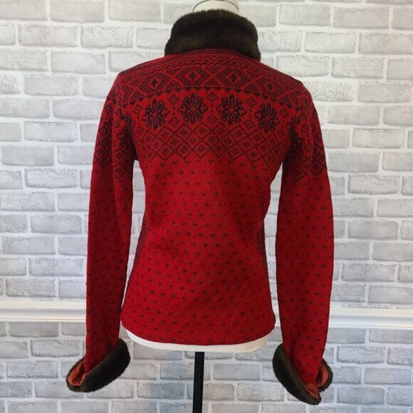 Vintage Ralph Lauren Red Fair Isle Wool Cardigan Sweater Cozy Cabin Heritage Med - Picture 4 of 8